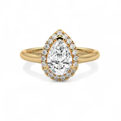 Agata Pear Halo Diamond Engagement Ring