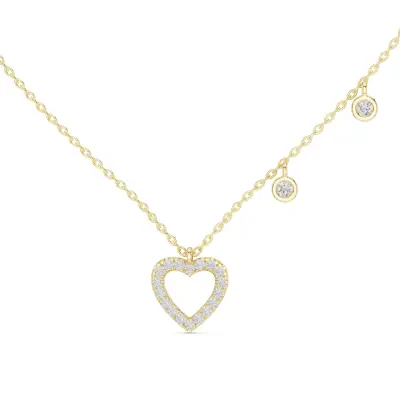 Freya Diamond Heart Round Pendant Necklace
